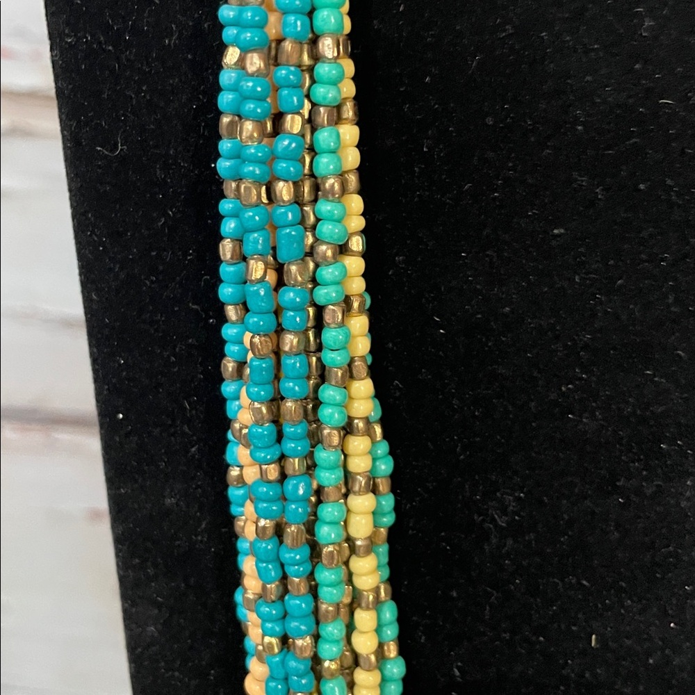 ZAD Turquoise and Yellow Beaded Necklace - Picture 2 of 7